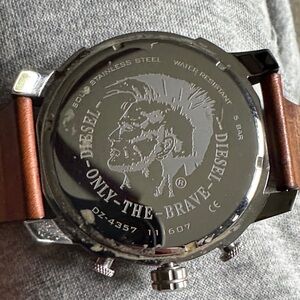 Diesel Silver Watch with Tan Leather Strap